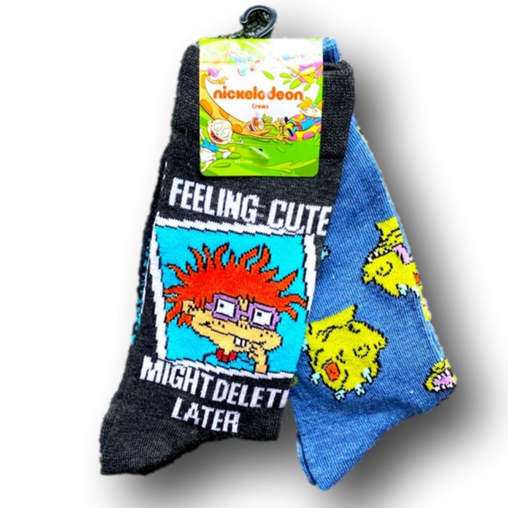 2-Pack Rugrats Nickelodeon Funny Novelty Crew Socks - NWT